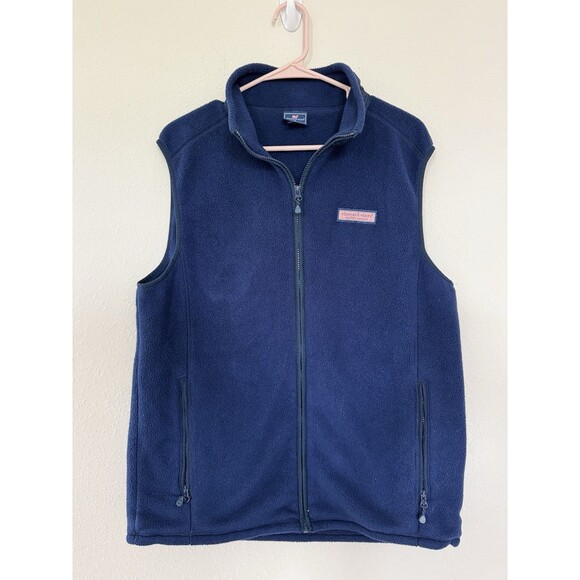 Vineyard Vines Mens Medium Navy Blue Harbor Full Zip Fleece Vest Preppy Coastal - Picture 4 of 9